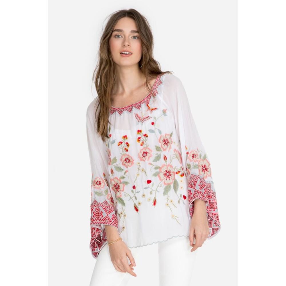 Johnny Was Women's The Grace Top Floral Embroidered Blouse Plus Size XXL NWT